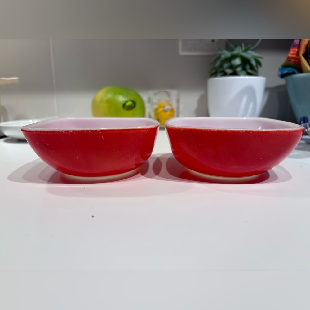 Vintage Pyrex Red Hostess 410 Ramekins/Bowls - 2